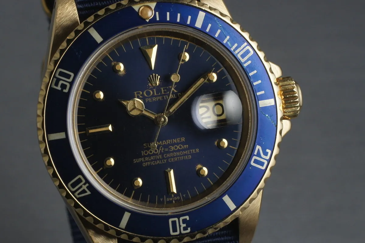 1980 Rolex 18K Submariner 16808 with Blue Nipple Dial