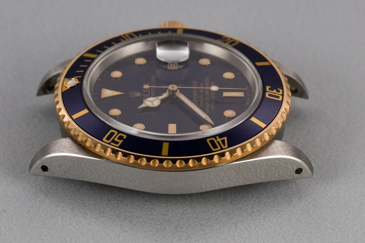 1987 Rolex Two-Tone Submariner 16803 Blue Dial with Box and Papers