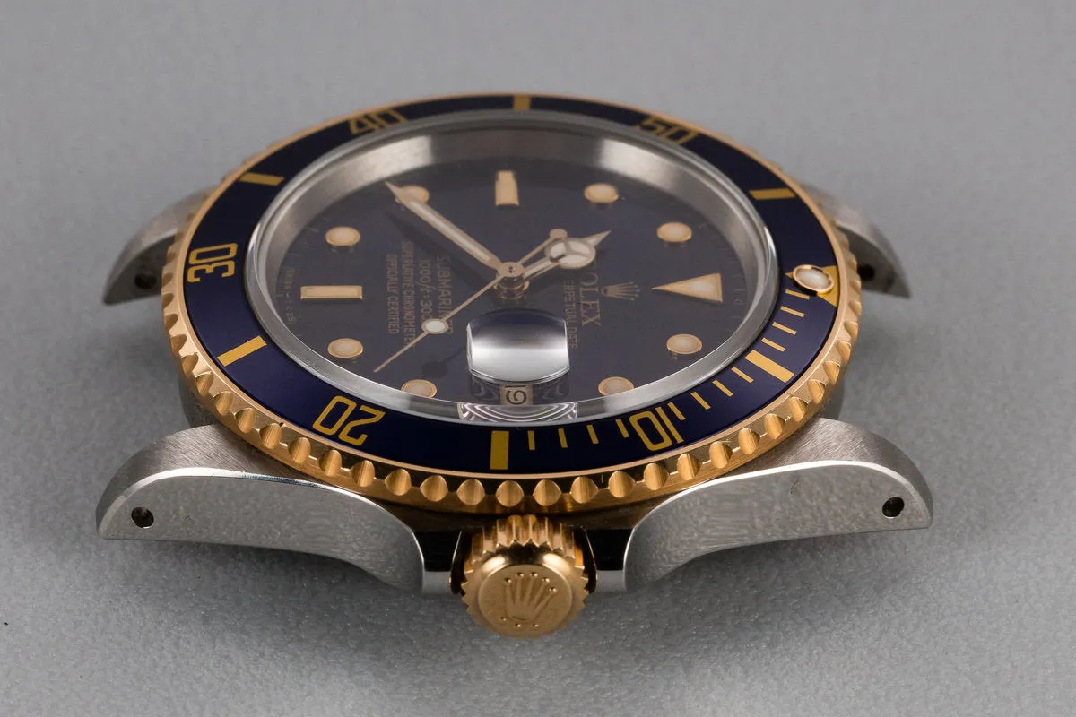 1987 Rolex Two-Tone Submariner 16803 Blue Dial with Box and Papers