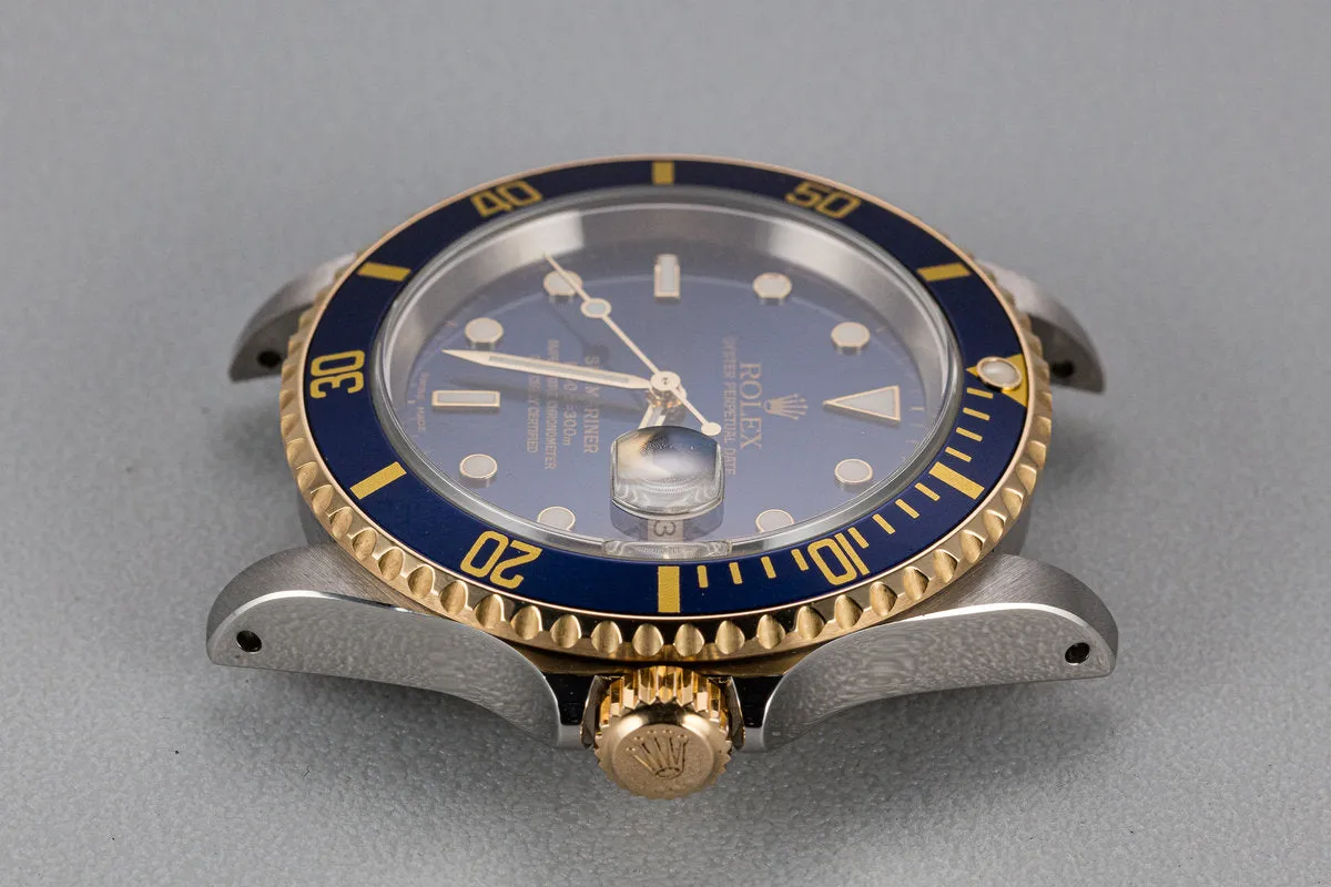 2000 Rolex Two-tone Submariner 16613 Blue Dial with Box and Papers