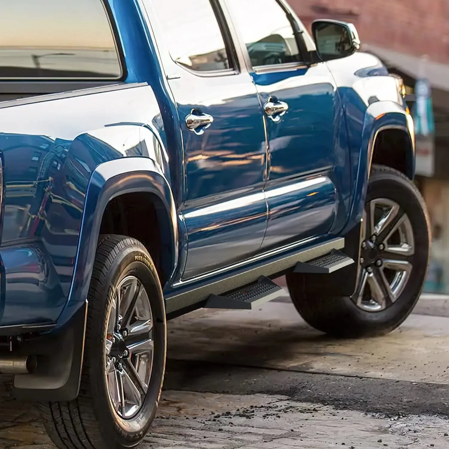 2005-2023 Toyota Tacoma Double Cab Running Boards 4 Inch Drop Side Steps Bolt-on Black Powder Coated