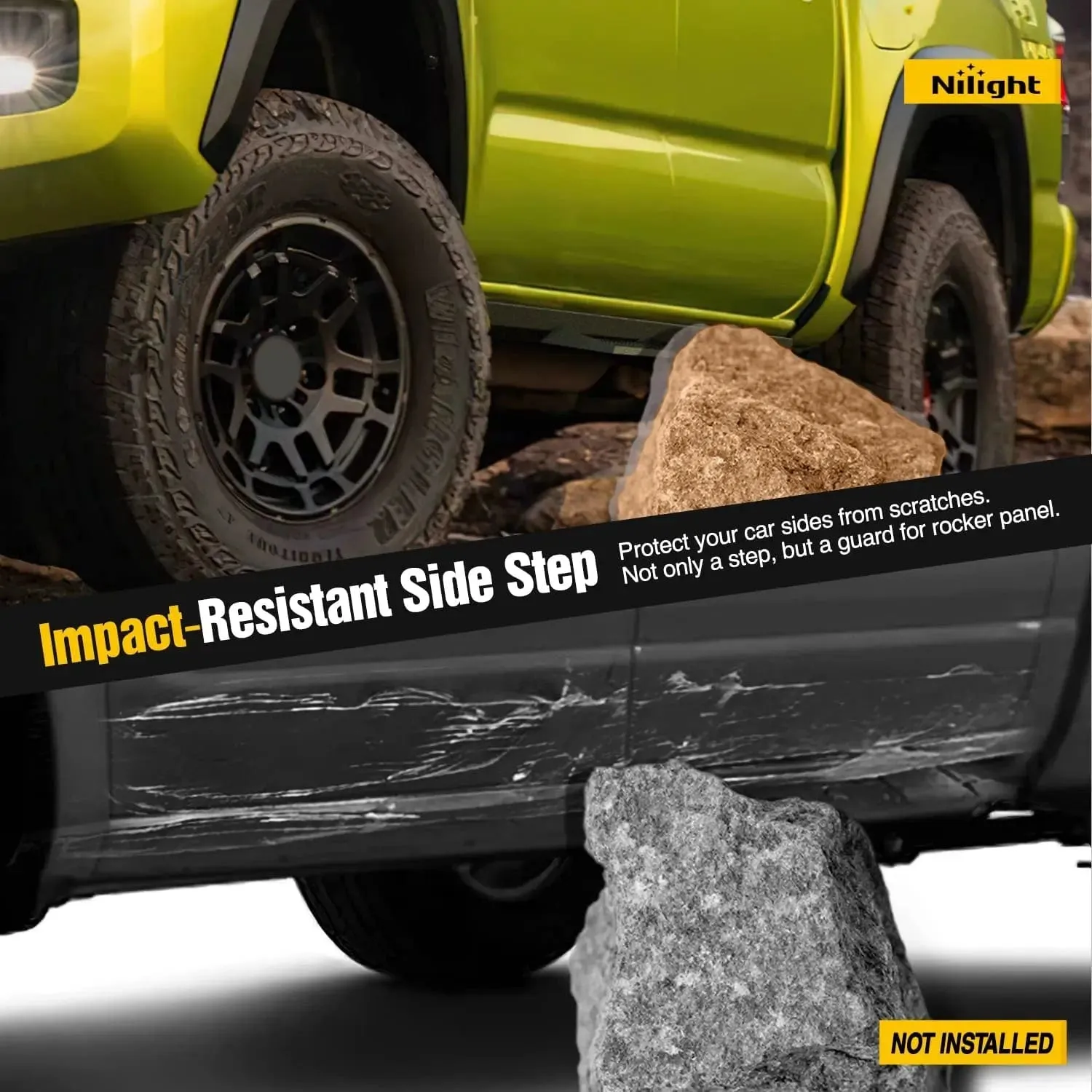 2005-2023 Toyota Tacoma Double Cab Running Boards 4 Inch Drop Side Steps Bolt-on Black Powder Coated
