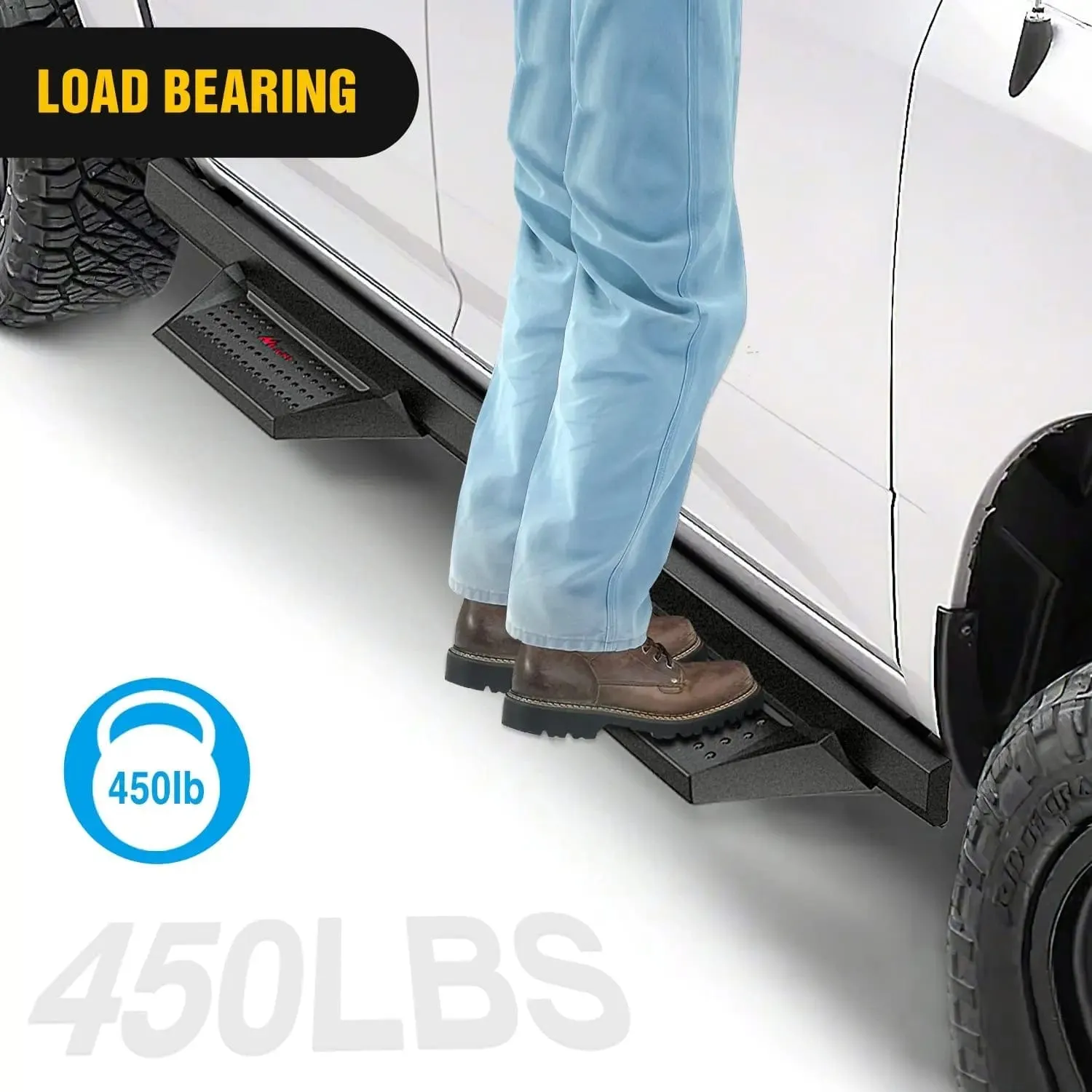 2005-2023 Toyota Tacoma Double Cab Running Boards 4 Inch Drop Side Steps Bolt-on Black Powder Coated
