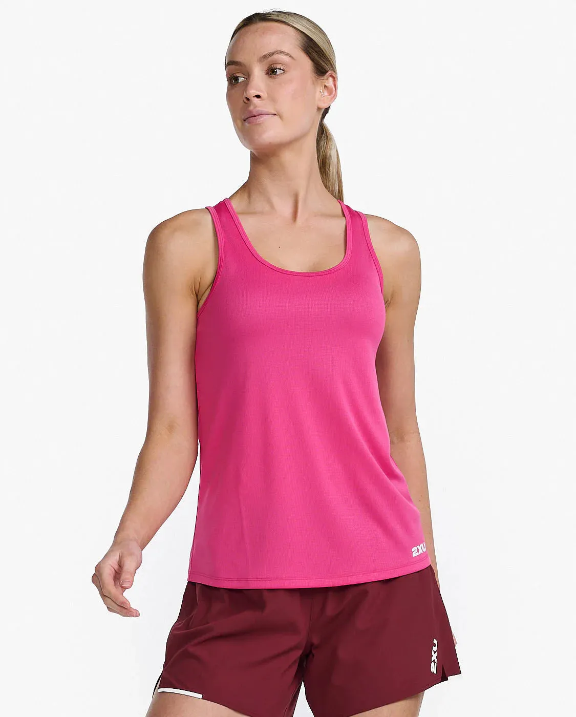 2XU Aero Singlet-Fuchsia/White Reflective