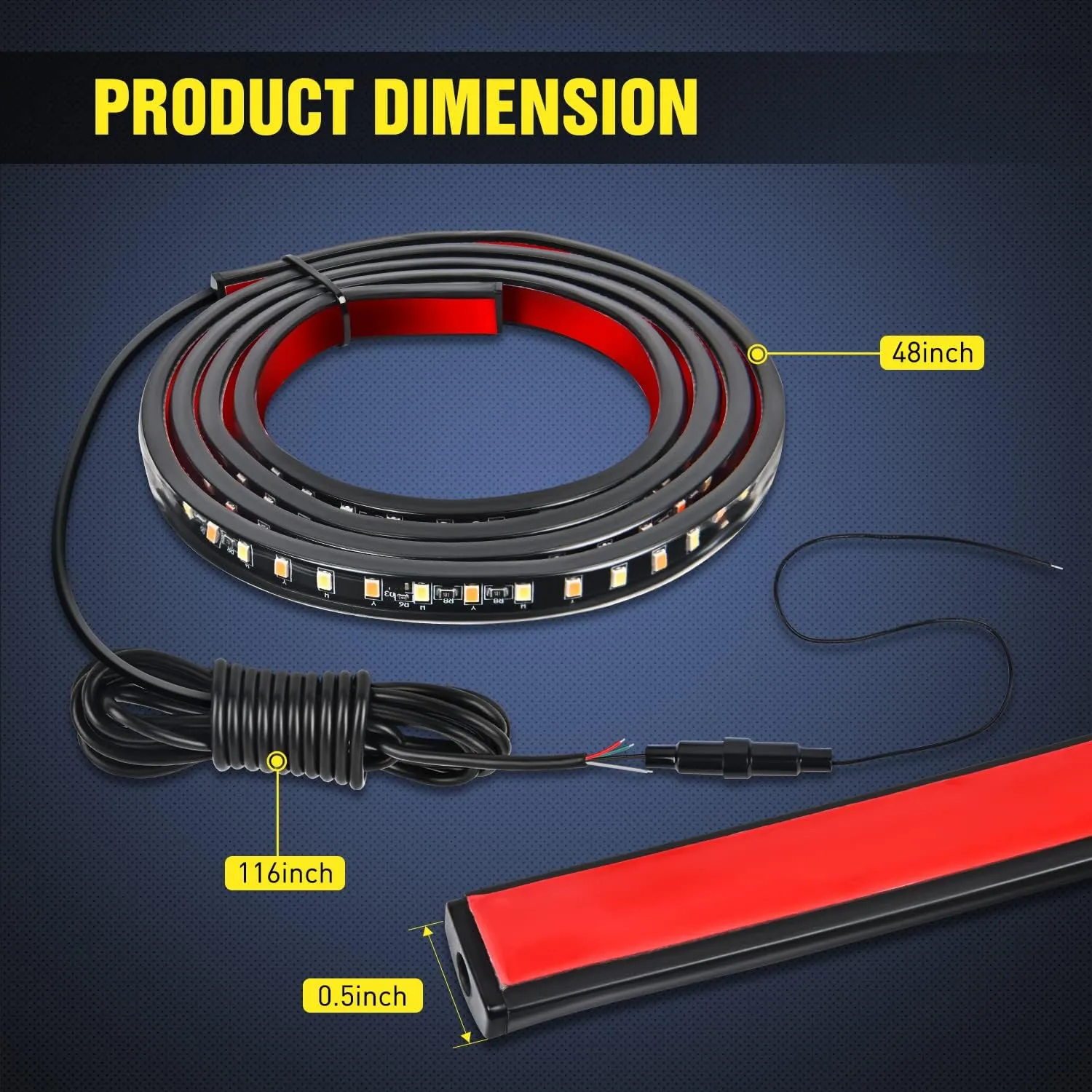 48 Inch 114 Leds Running Board Amber White Light Strip (Pair)