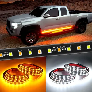 48 Inch 114 Leds Running Board Amber White Light Strip (Pair)