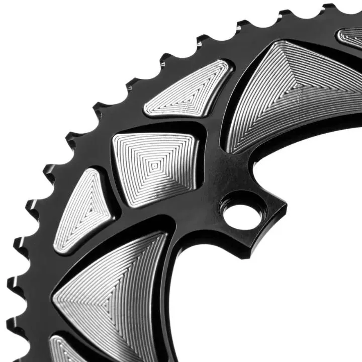 Absolute Black Round Road Chainring 2X 110/4 Shimano 9100