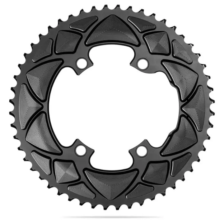 Absolute Black Round Road Chainring 2X 110/4 Shimano 9100