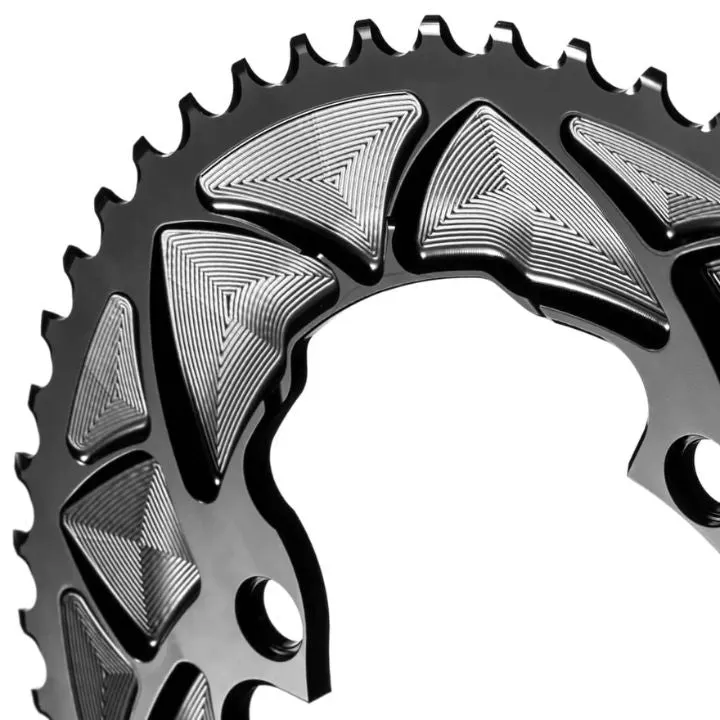 Absolute Black Round Road Chainring 2X 110/4 Shimano 9100