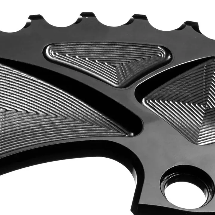 Absolute Black Round Road Chainring 2X 110/4 Shimano 9100