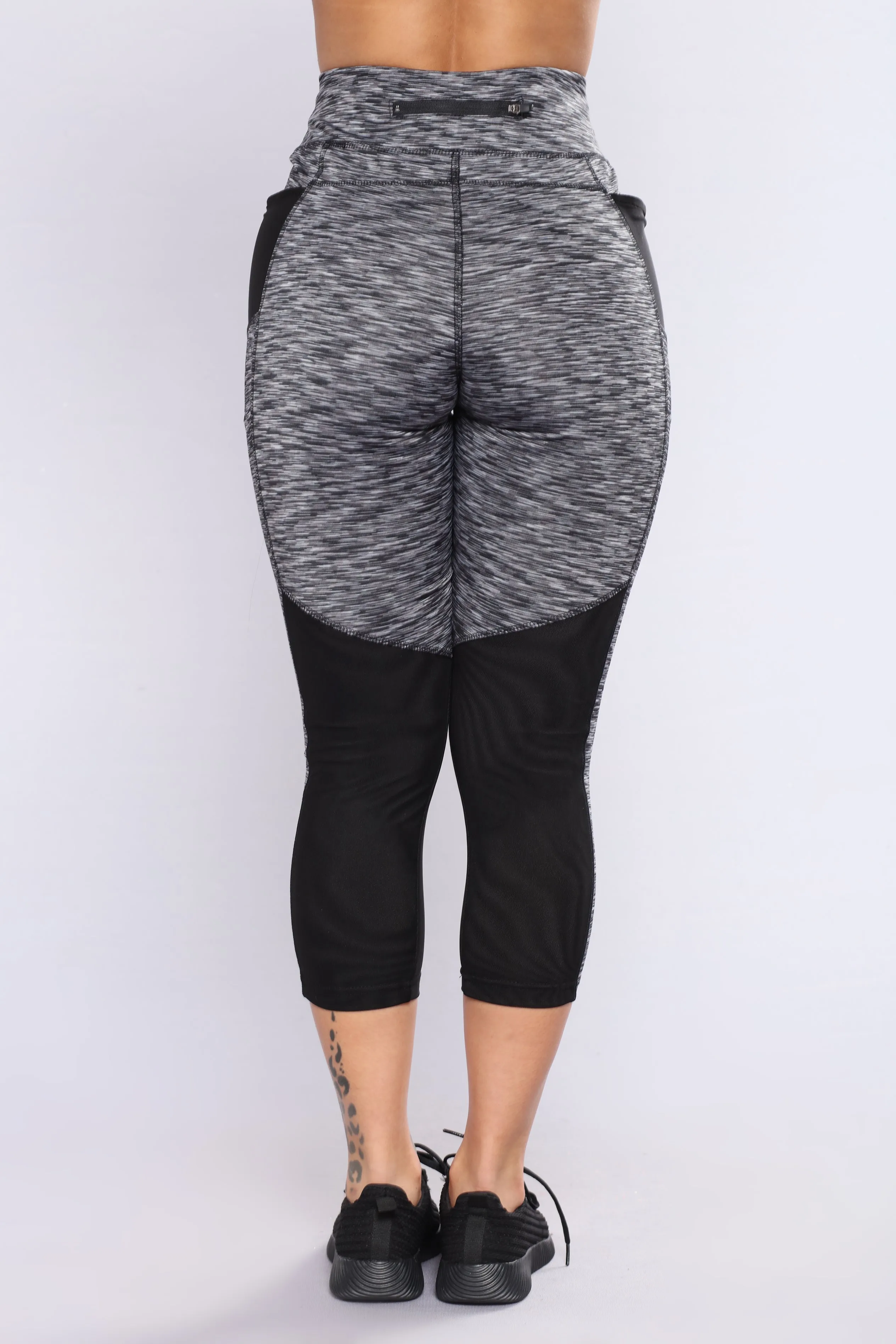 Arianna Striped Active Leggings - Black/Grey