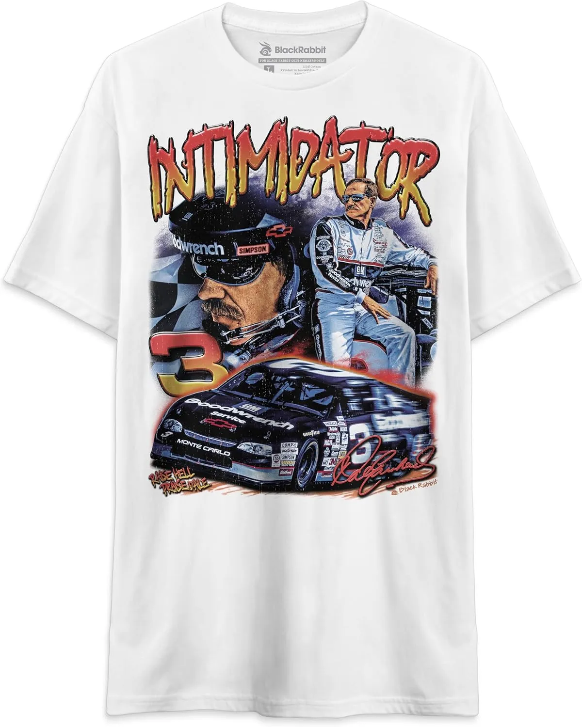 Black Rabbit 90s Racing Intimidator Earnhardt Raise Hell Praise Dale Retro Unisex T-Shirt