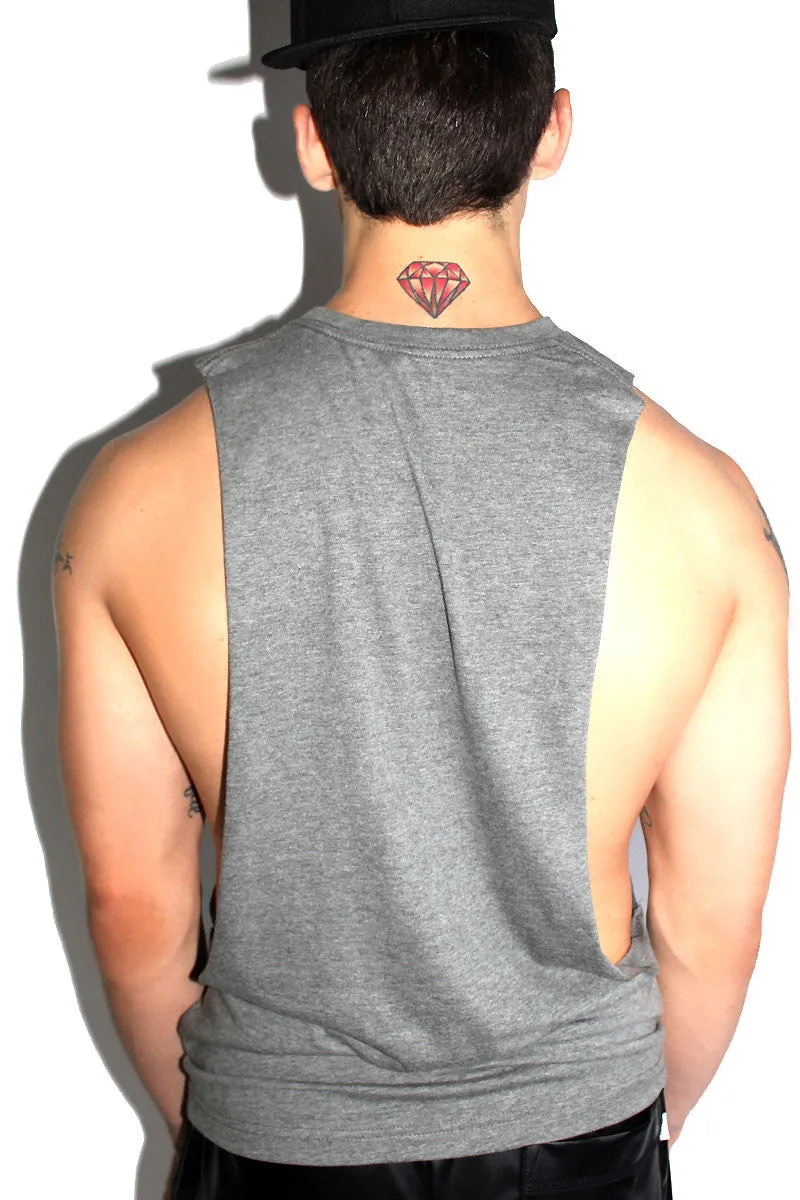 Blood, Sweat and Fur Low Arm Tank-Light Charcoal