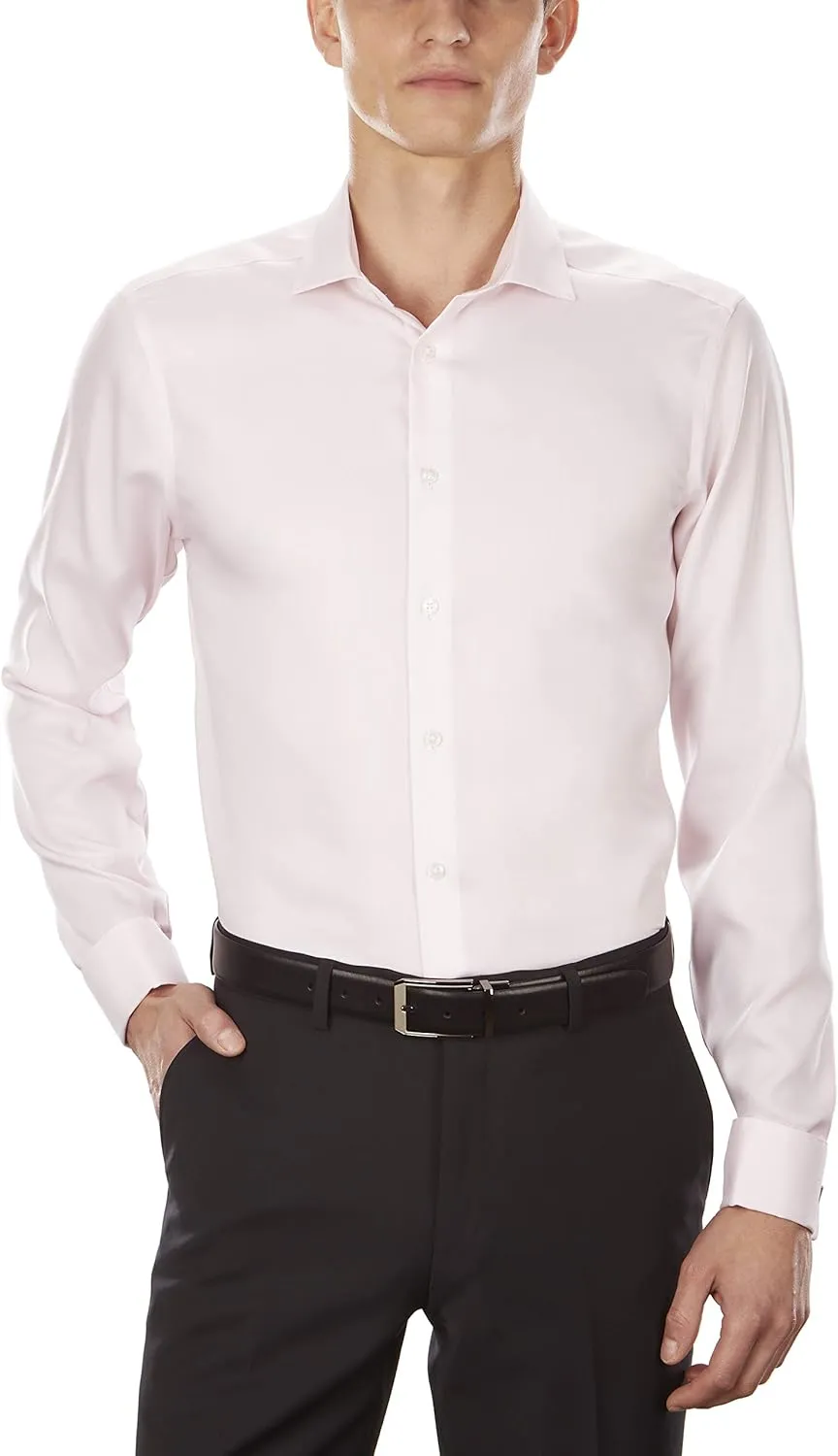 Calvin Klein Men's Slim Fit Non Iron Solid French Cuff Dress Shirt - Amazon Exclusive