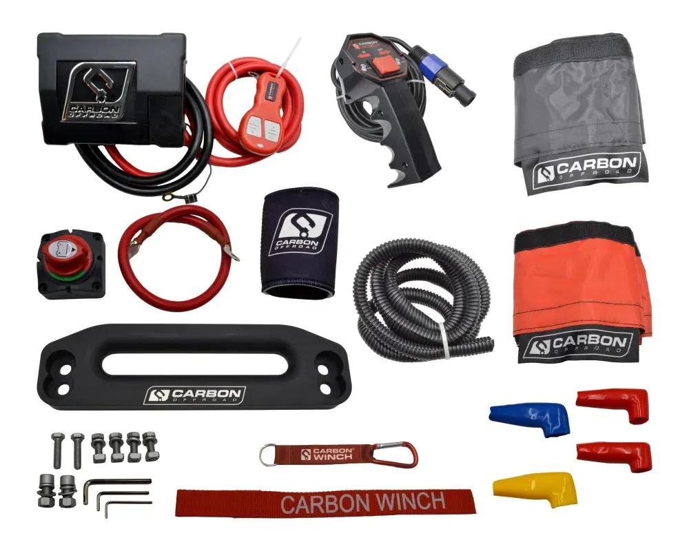 Carbon 12K Winch with Black Synthetic Rope