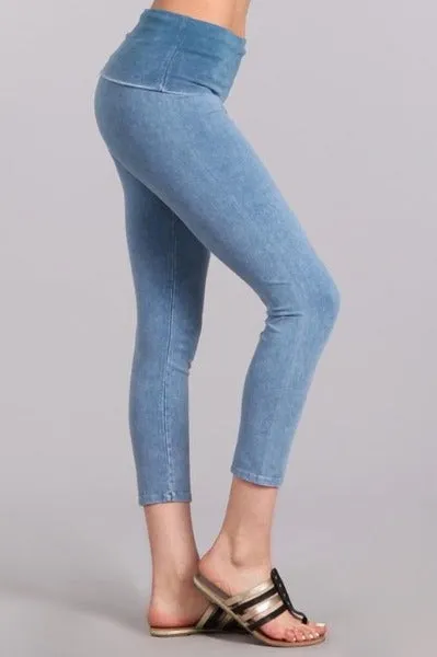 Chatoyant Foldover Waist Capri Leggings - Many Colors