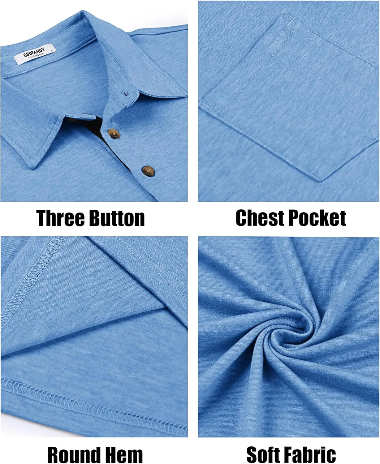 COOFANDY Men Short Sleeve Polo Shirt Casual Summer Collar Shirts Dress Button Polo T Shirt Classic Golf Shirts