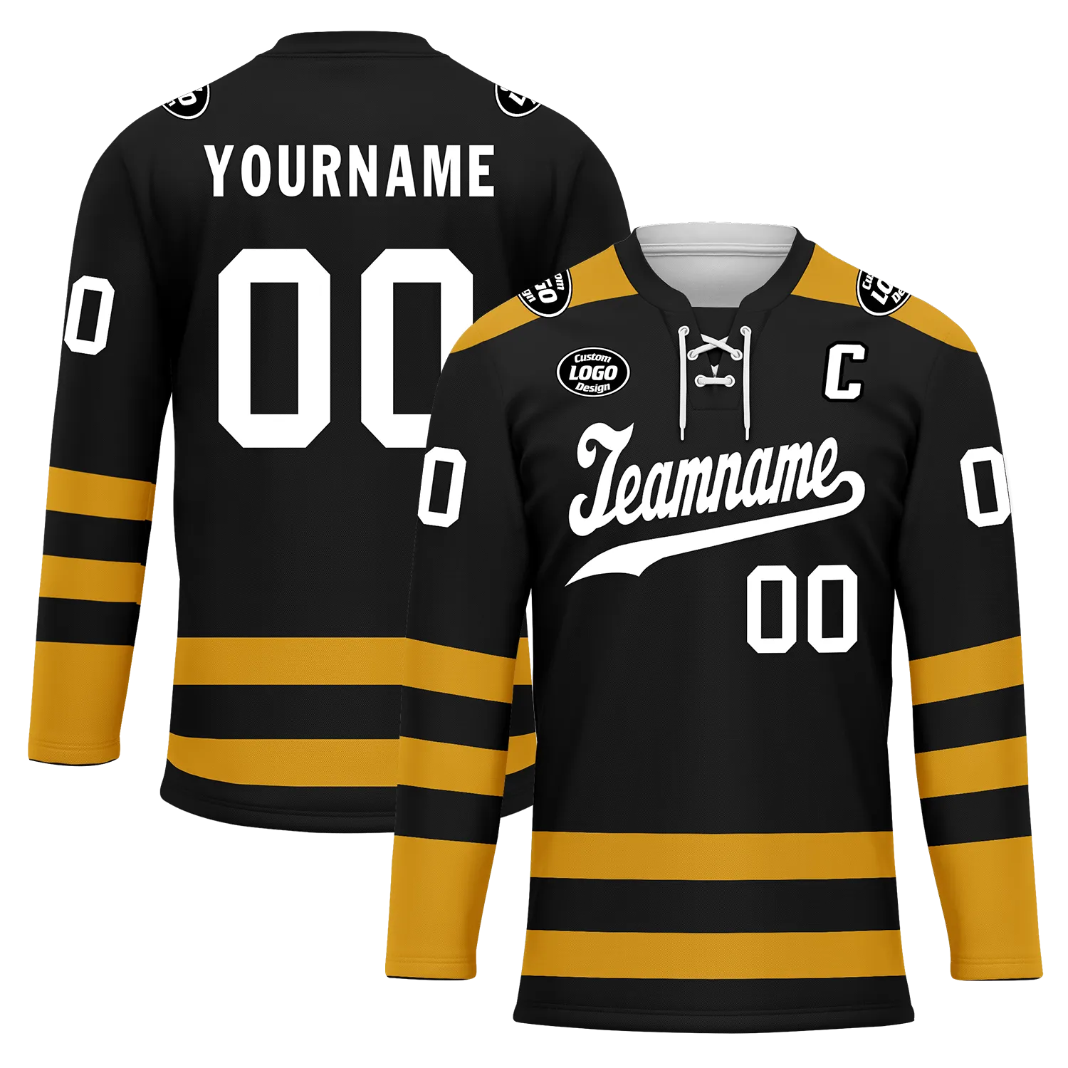Custom Black Yellow Personalized Hockey Jersey HCKJ01-D0a70ee