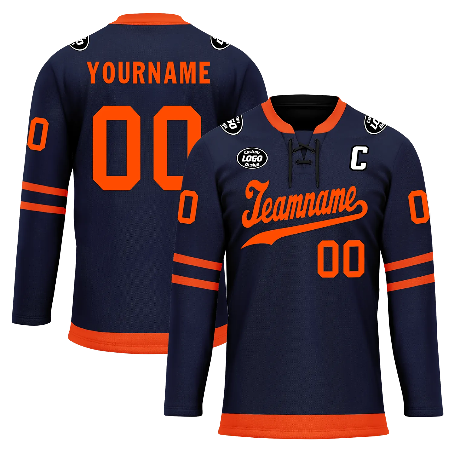 Custom Blue Orange Personalized Hockey Jersey HCKJ01-D0a70c8
