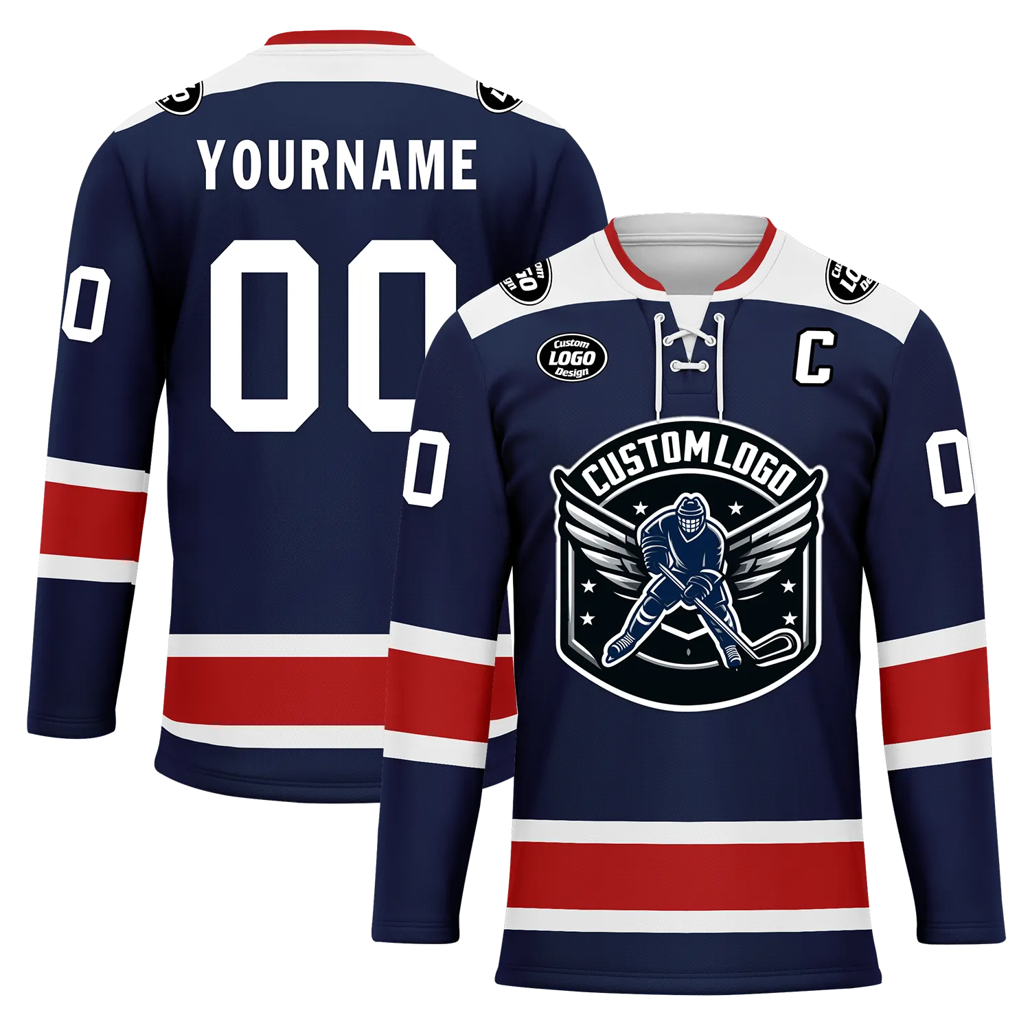 Custom Blue Red Personalized Hockey Jersey HCKJ01-D0a70f0