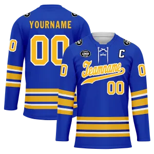 Custom Blue Yellow Personalized Hockey Jersey HCKJ01-D0a70aa