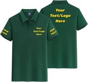 Custom Polo Shirt Add Your Own Logo Text, Personalized Golf Shirts for Men Women, Design for Work Casual