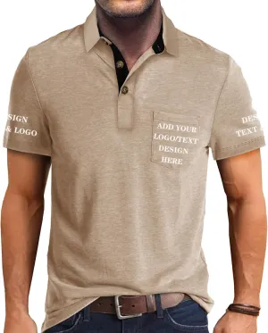 Custom Polo Shirts for Men Casual Short/Long Sleeve Personalized Tee Shirts Customized Golf T Shirt with Pockets