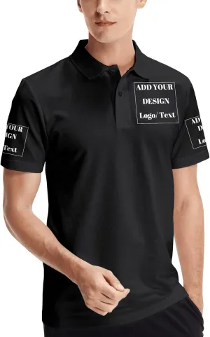 Custom Polo Shirts for Men Personalized Polo Shirt Slim Fit Design Your Own Logo & Text T-Shirts Print Golf Shirt