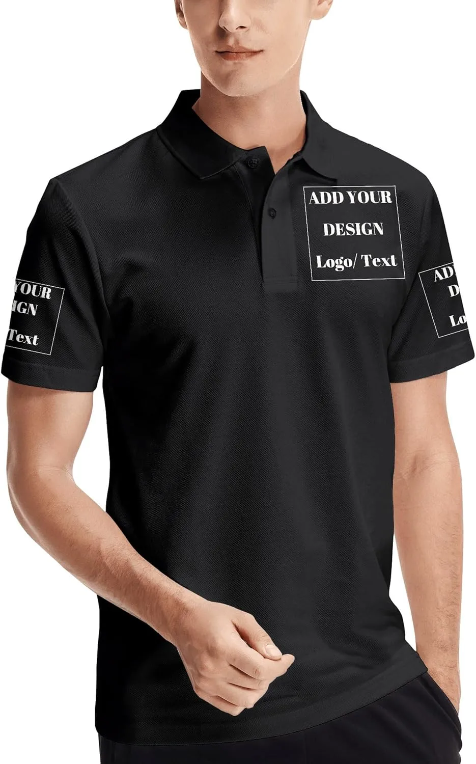 Custom Polo Shirts for Men Personalized Polo Shirt Slim Fit Design Your Own Logo & Text T-Shirts Print Golf Shirt