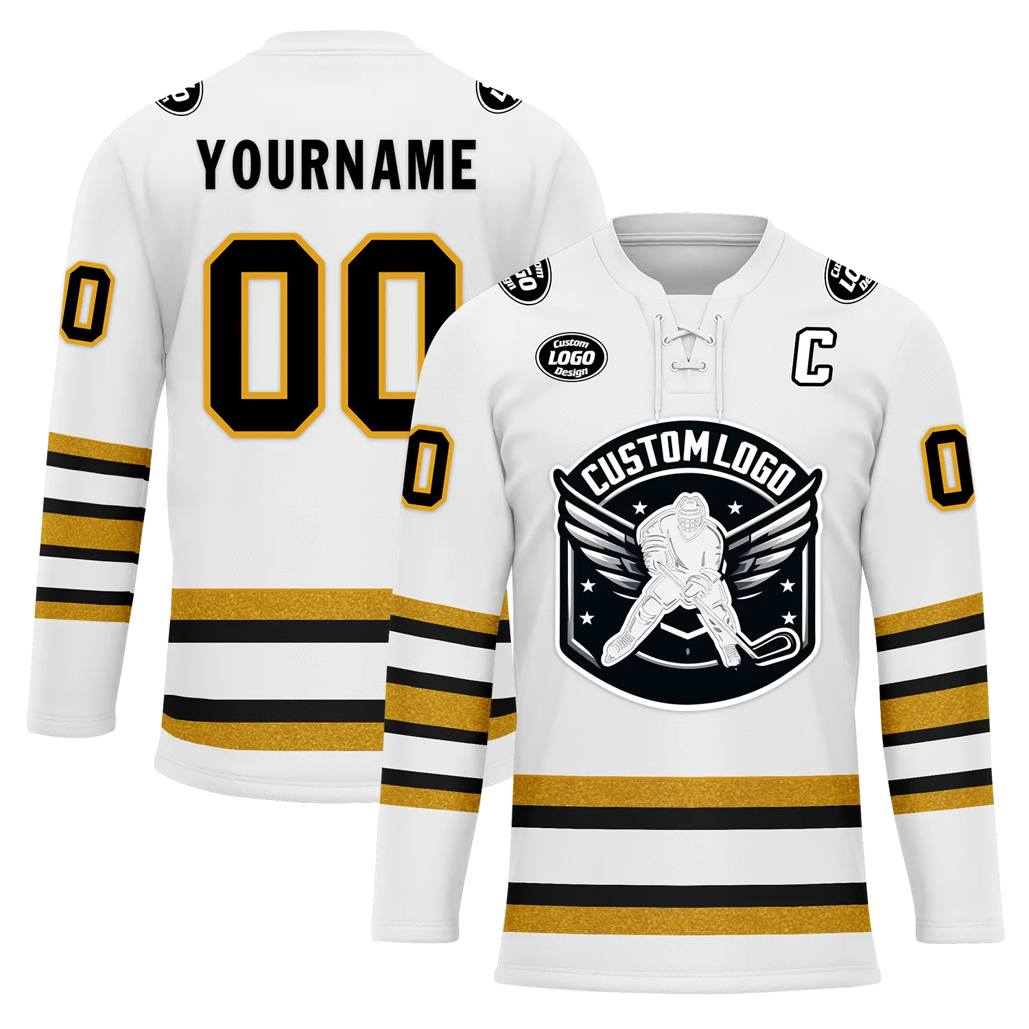 Custom White Yellow Personalized Hockey Jersey HCKJ01-D0a70ef