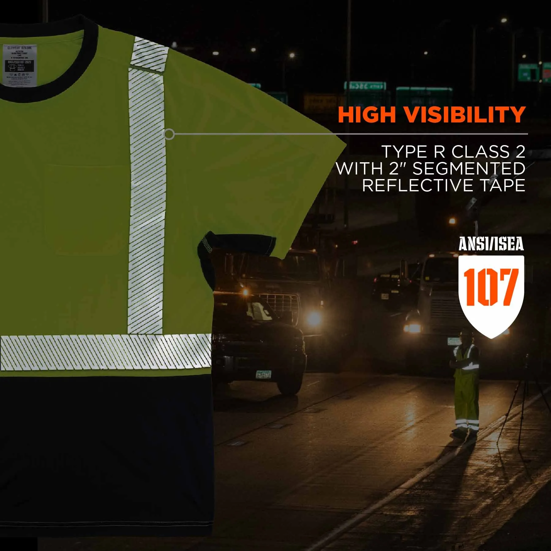 Ergodyne 23504 8283BK L Lime Class 2 Performance T-Shirt - Lightweight