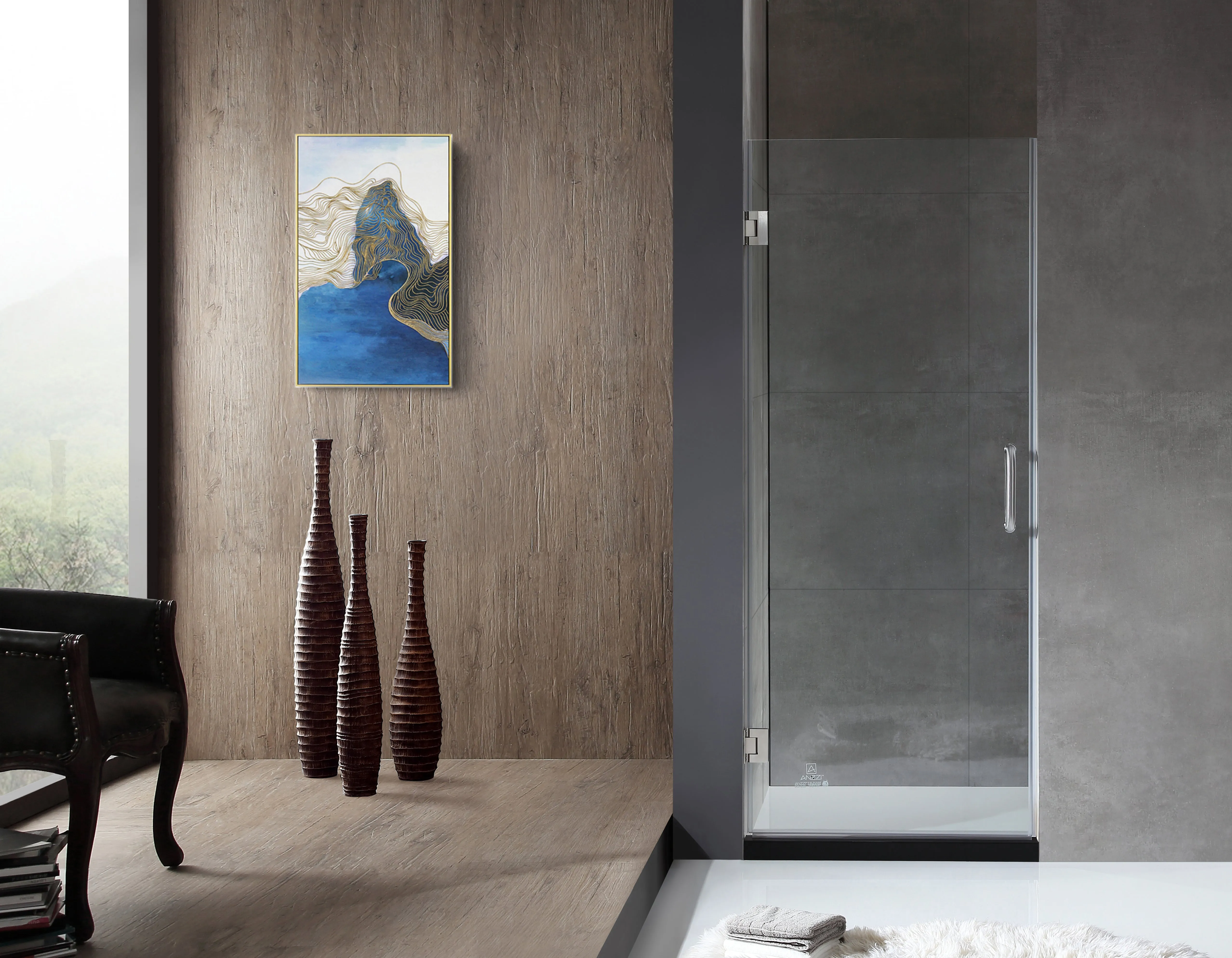 Fellow Tempered Glass Frameless Shower Door in Brushed Nickel