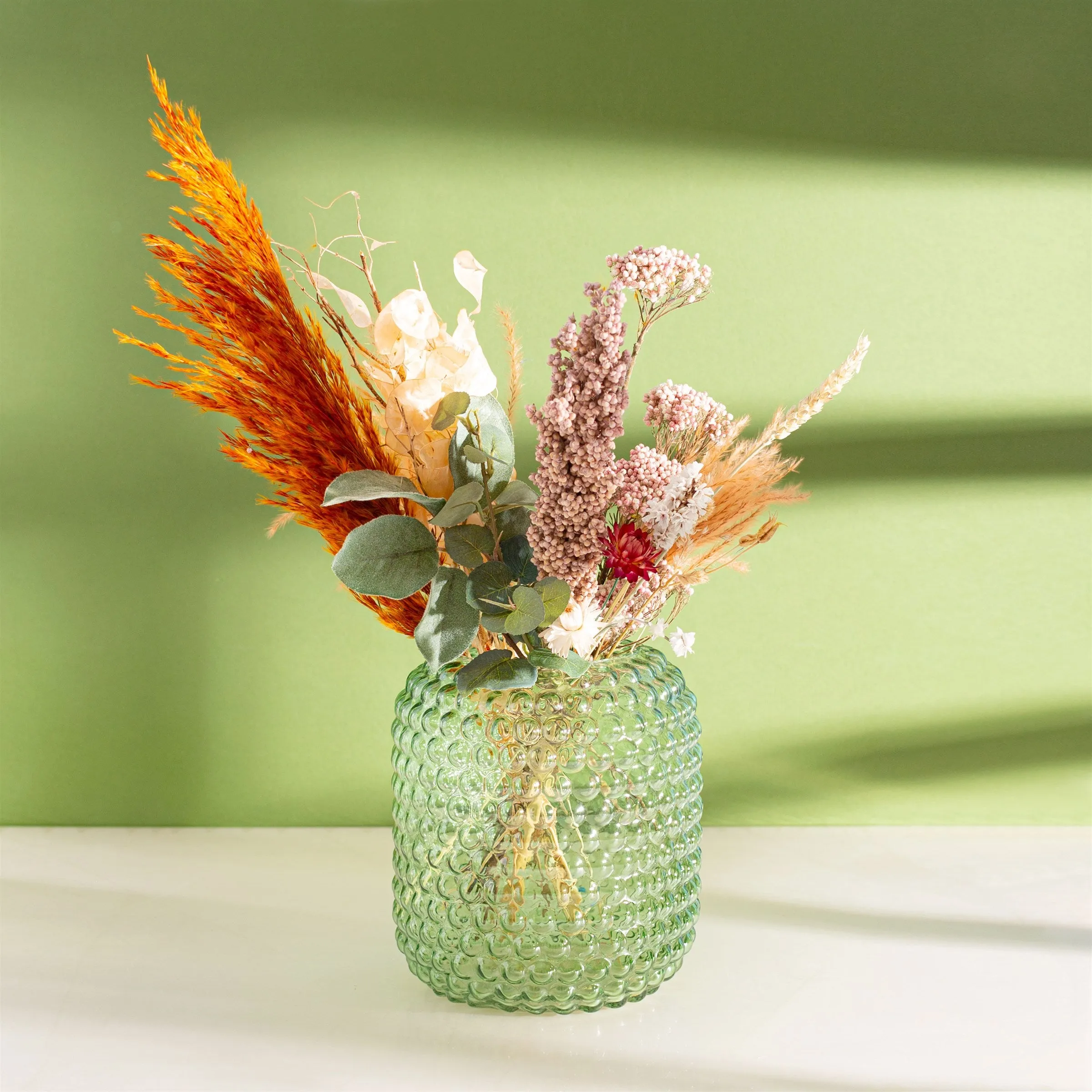 GLEE142 Green glass Bobble vase