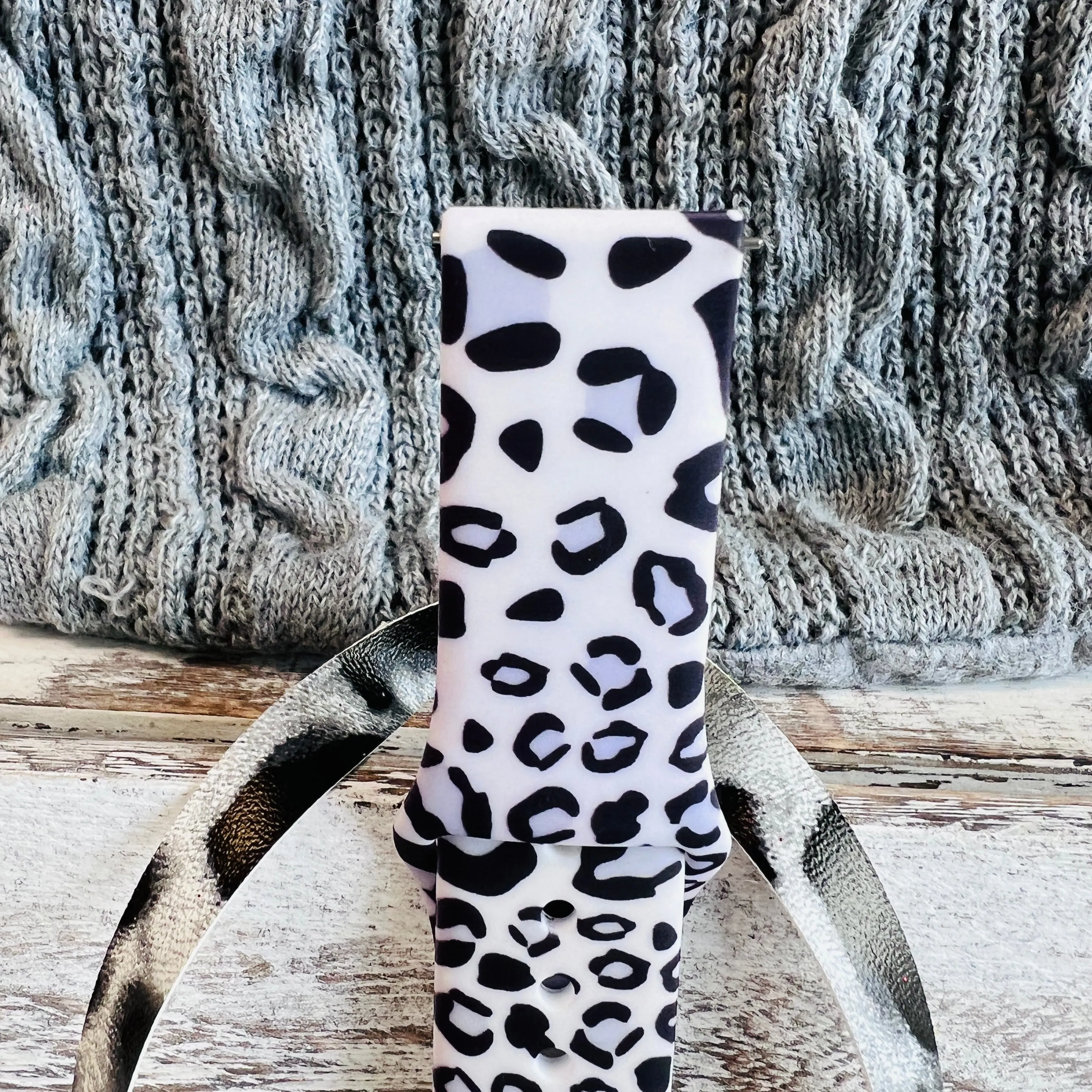 Gray Leopard Print Silicone Band For Samsung Watch