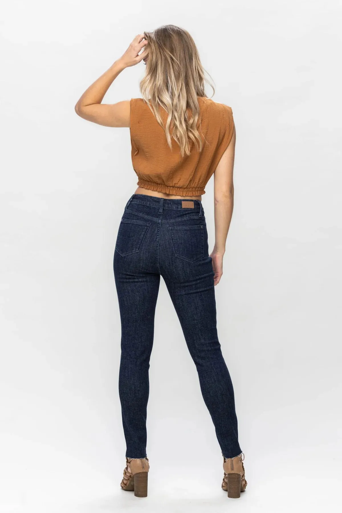 Judy Blue High Waist Tummy Control Raw Hem Skinny Denim 88703