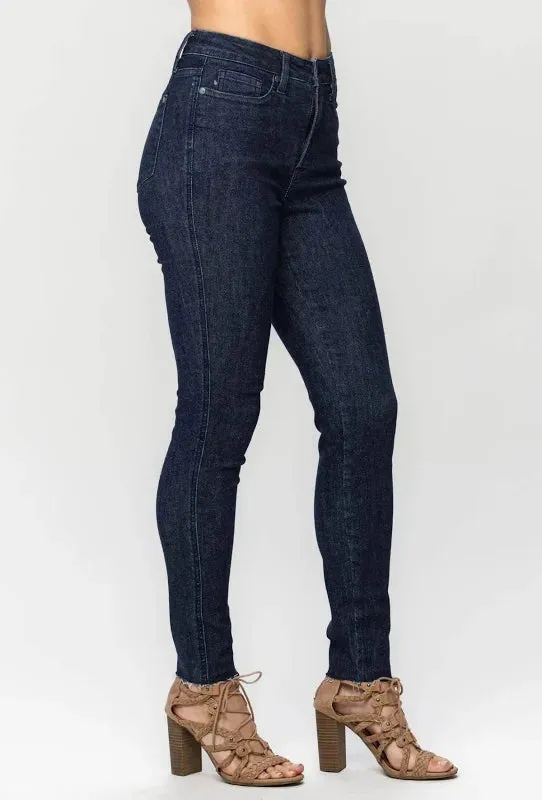 Judy Blue High Waist Tummy Control Raw Hem Skinny Denim 88703
