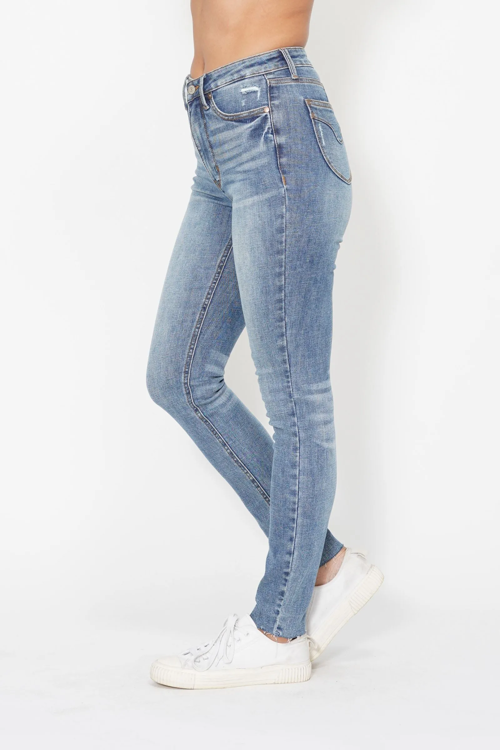 Judy Blue High Waist Tummy Control Vintage Shield Skinny Denim 88871
