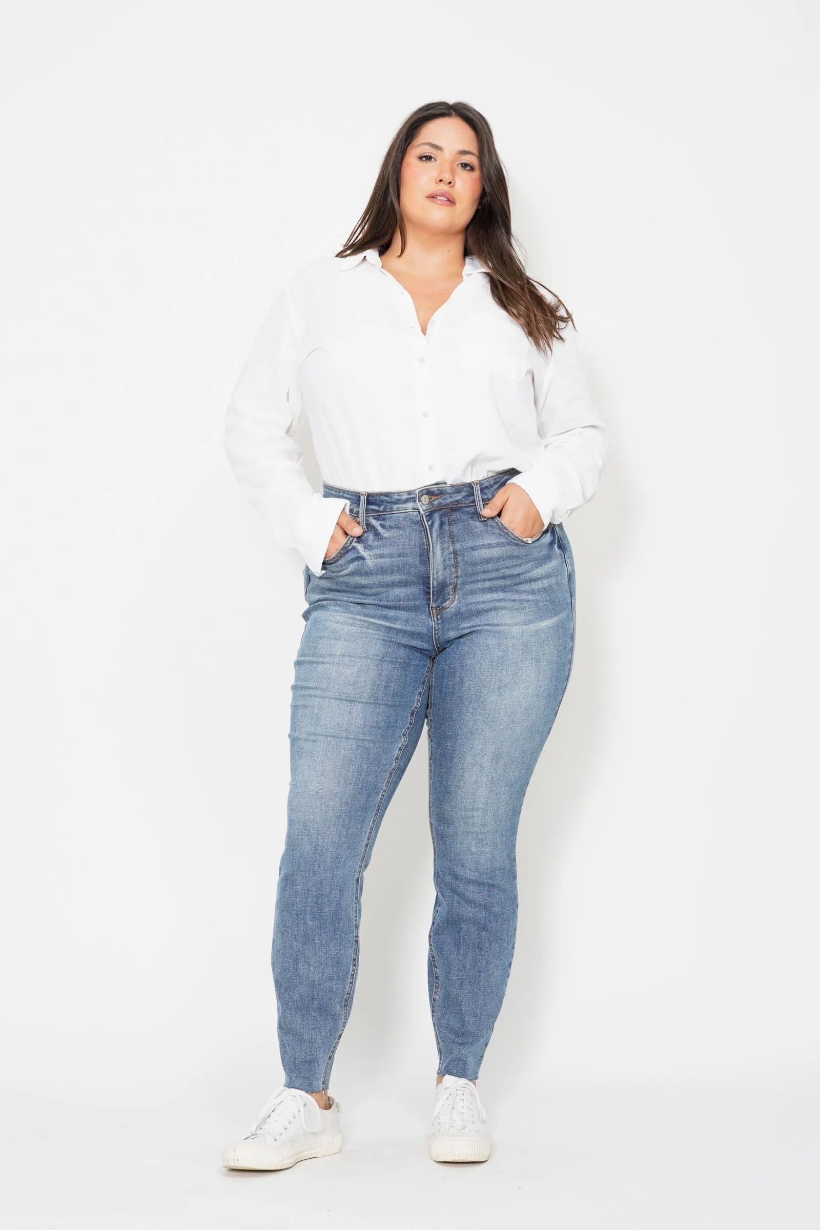 Judy Blue High Waist Tummy Control Vintage Shield Skinny Denim 88871