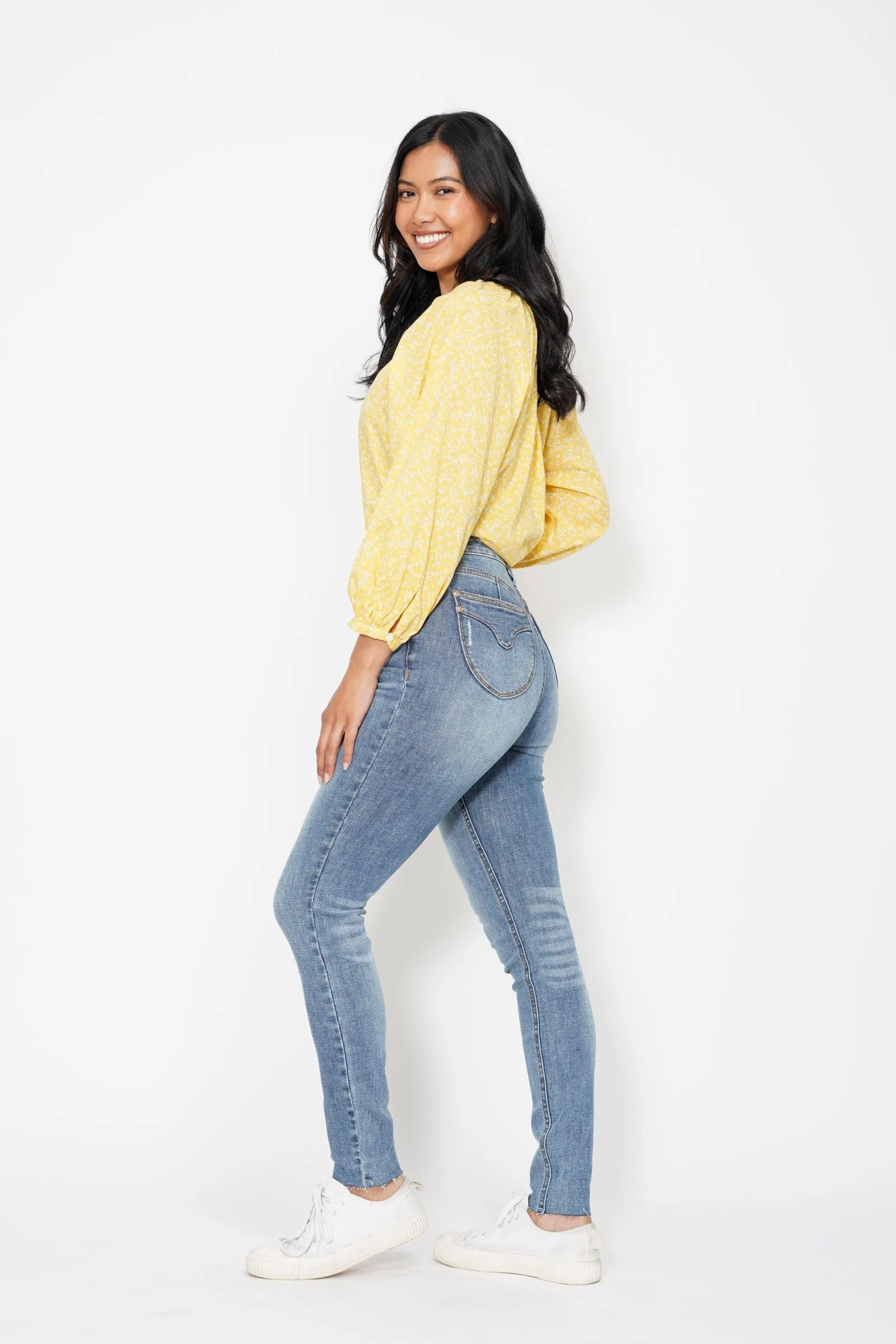 Judy Blue High Waist Tummy Control Vintage Shield Skinny Denim 88871