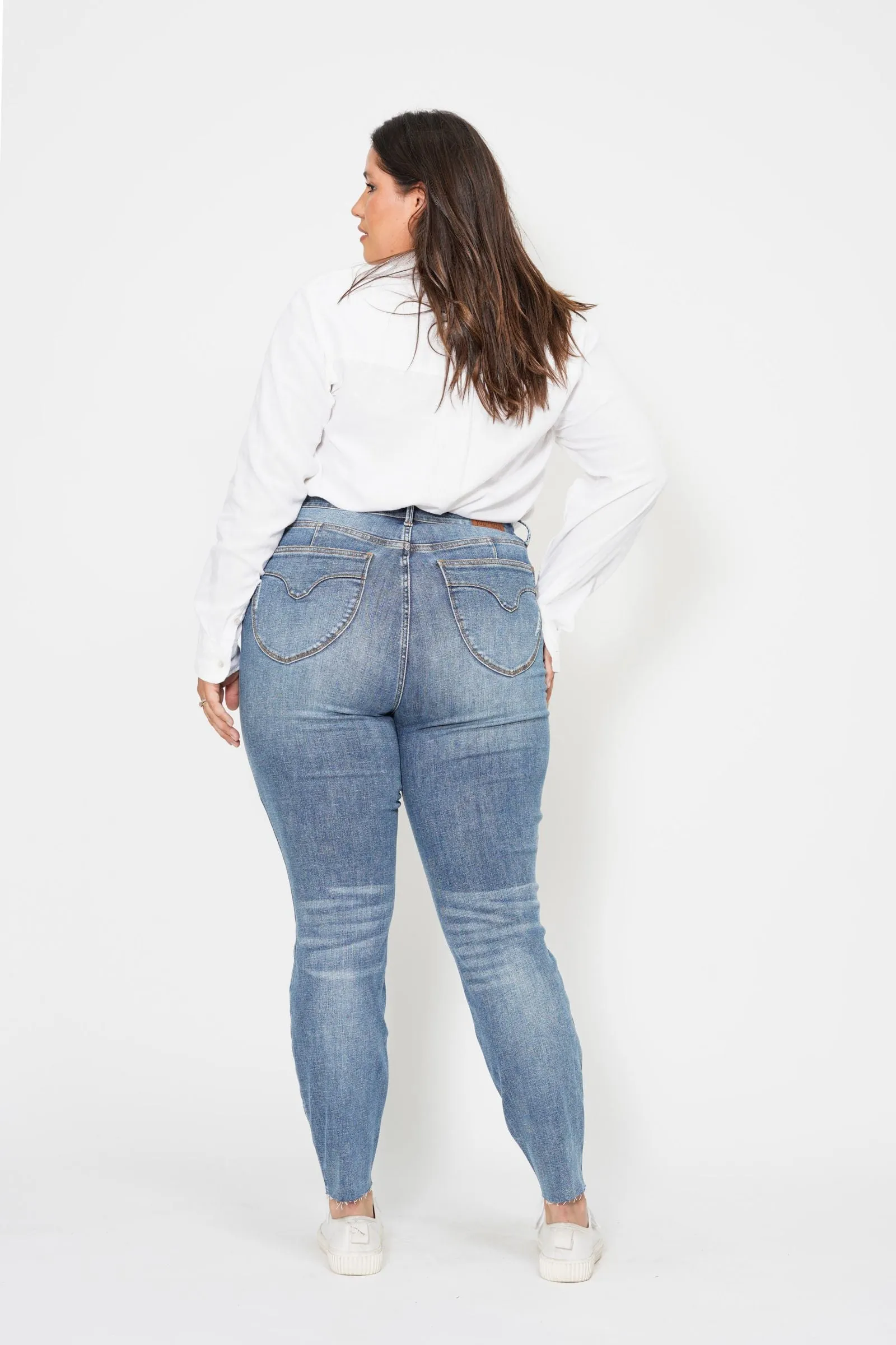 Judy Blue High Waist Tummy Control Vintage Shield Skinny Denim 88871