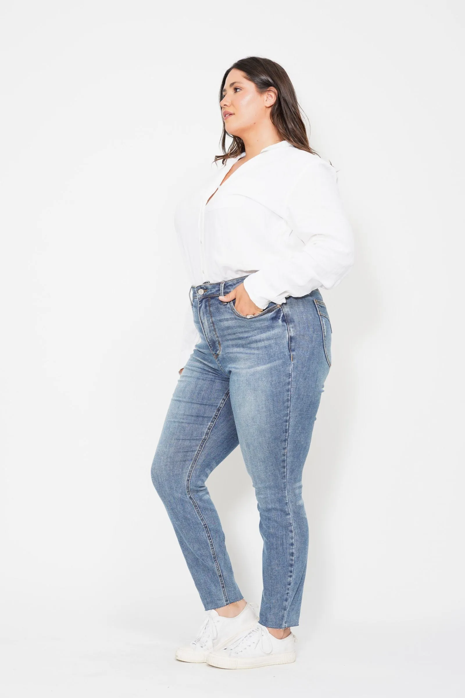 Judy Blue High Waist Tummy Control Vintage Shield Skinny Denim 88871