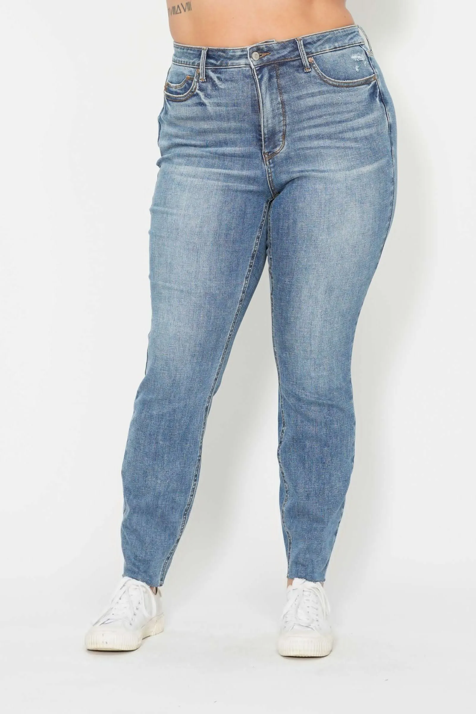 Judy Blue High Waist Tummy Control Vintage Shield Skinny Denim 88871