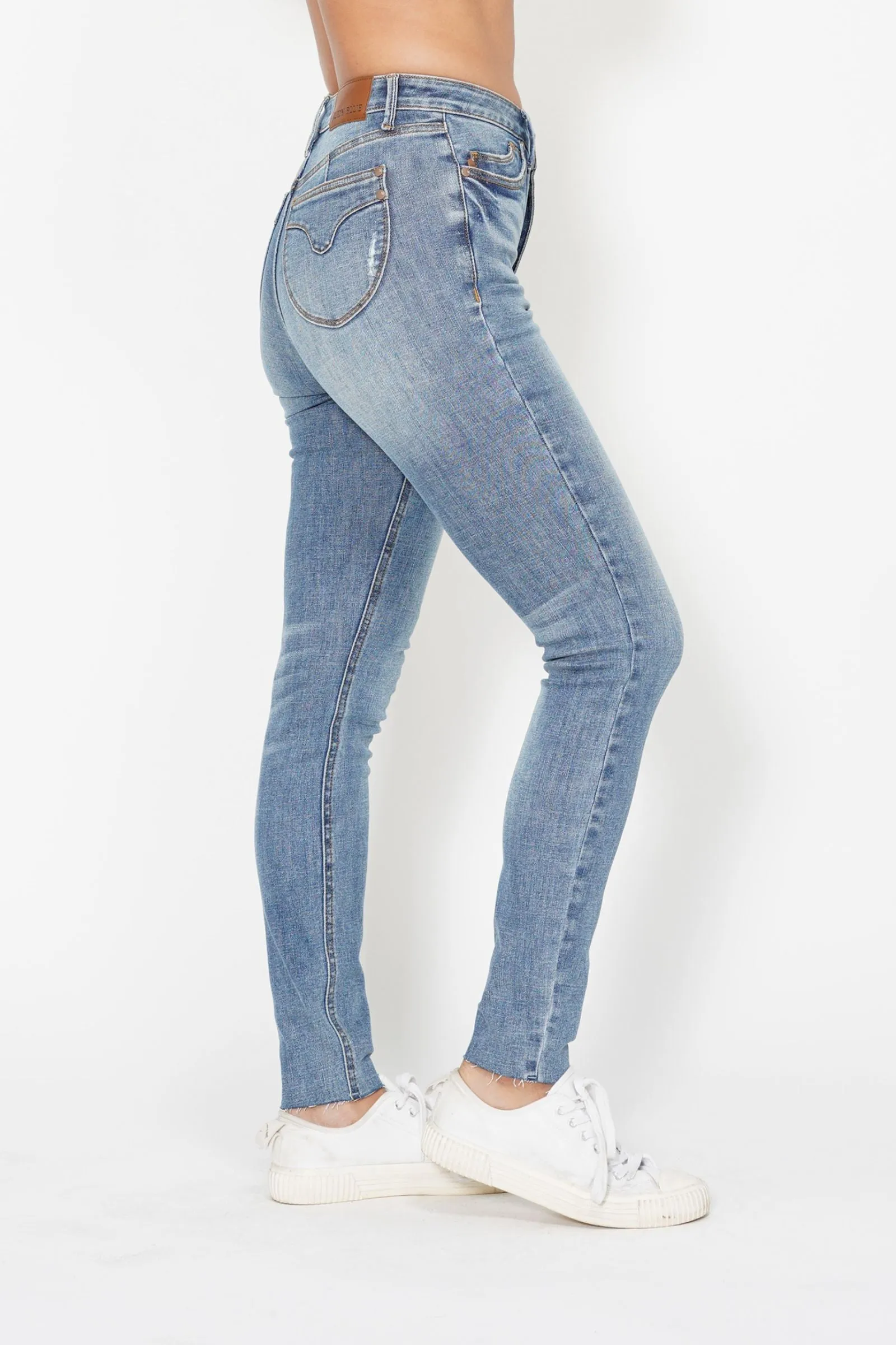 Judy Blue High Waist Tummy Control Vintage Shield Skinny Denim 88871