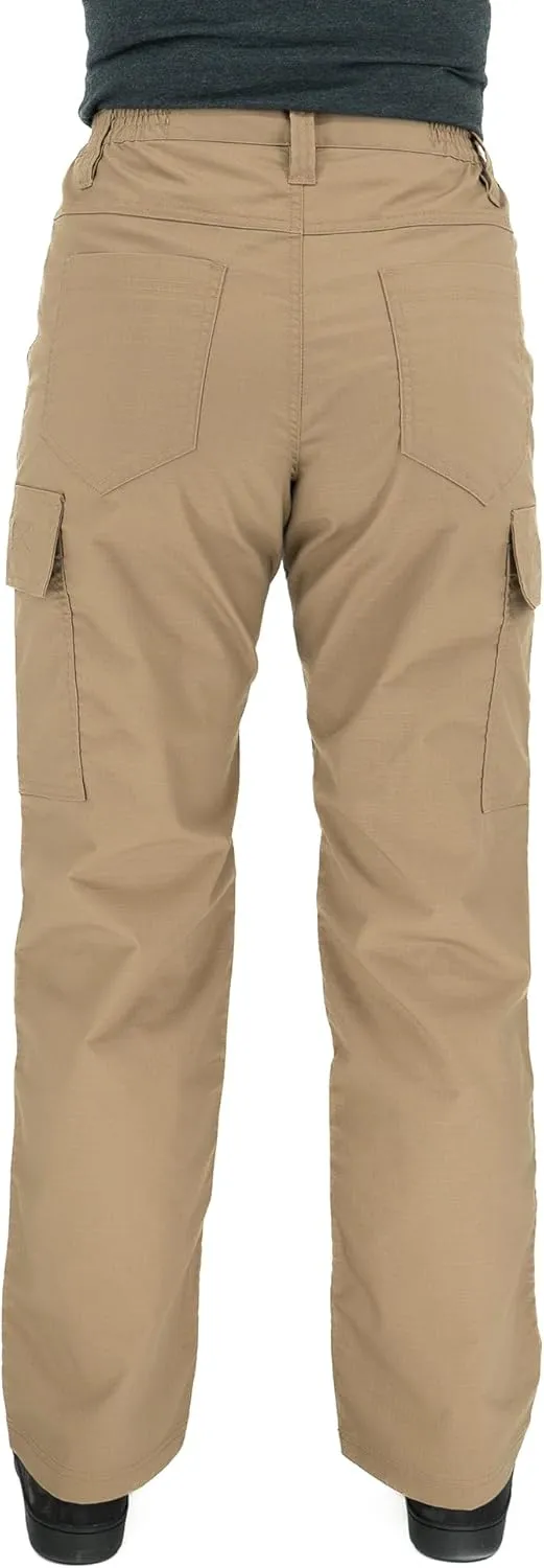 LAPG Women's Stretch Core Cargo Tactical Pants, Elastic Waistband, High Rise, Relaxed Fit, Outdoor Work Pants, Coyote