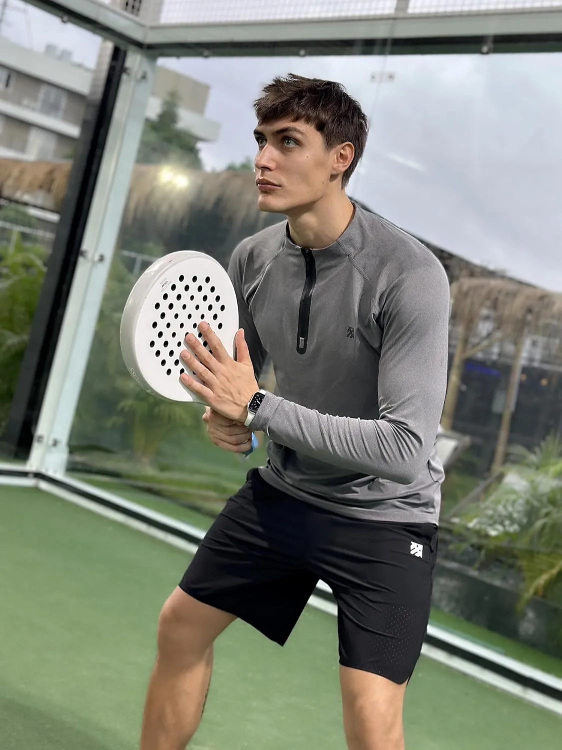 Mens Running Shirts Skinny Moisture Wicking Quarter Zip Pullover Workout Outdoor Sports Golf Pickleball Shirts for Men