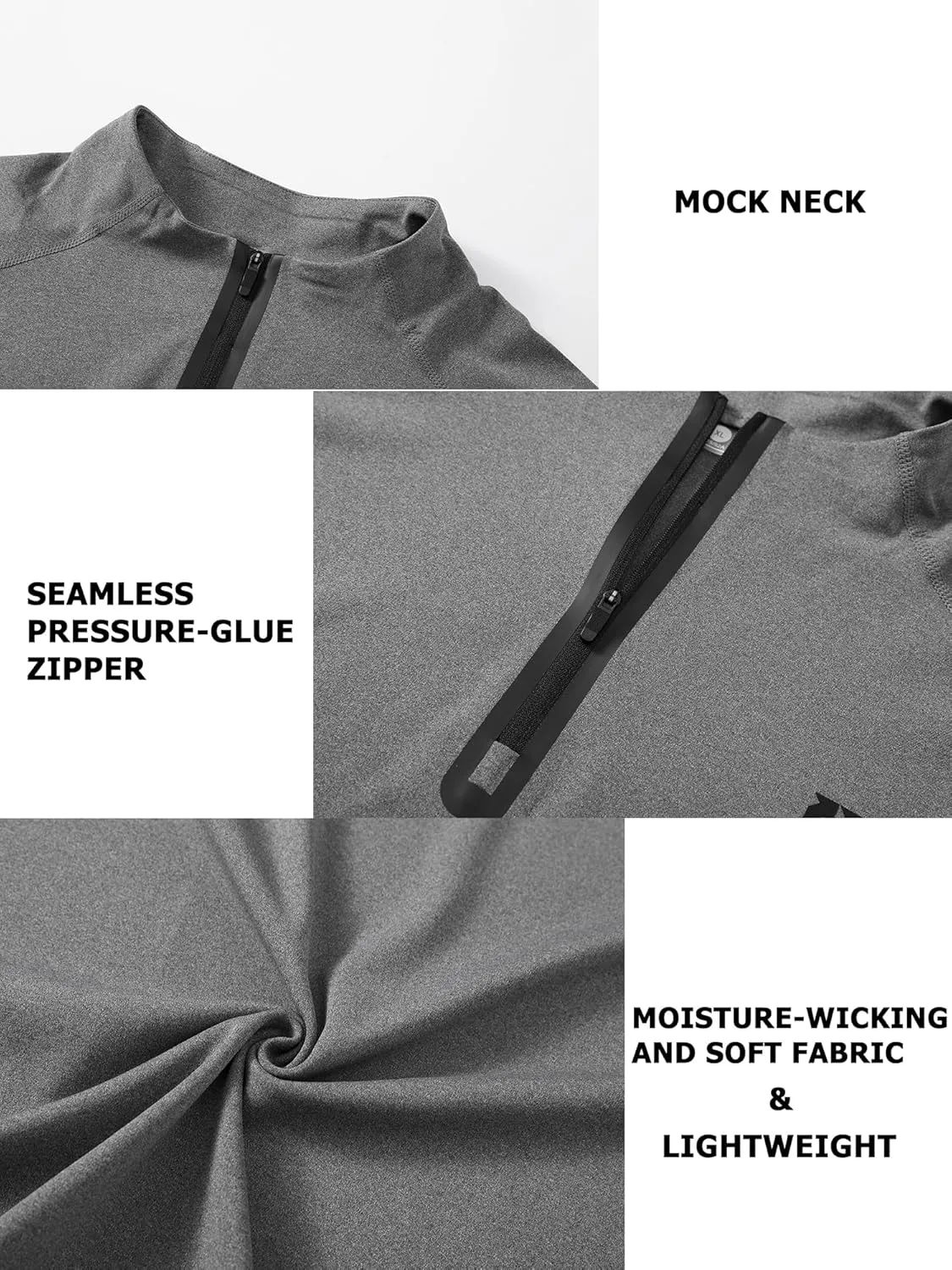 Mens Running Shirts Skinny Moisture Wicking Quarter Zip Pullover Workout Outdoor Sports Golf Pickleball Shirts for Men