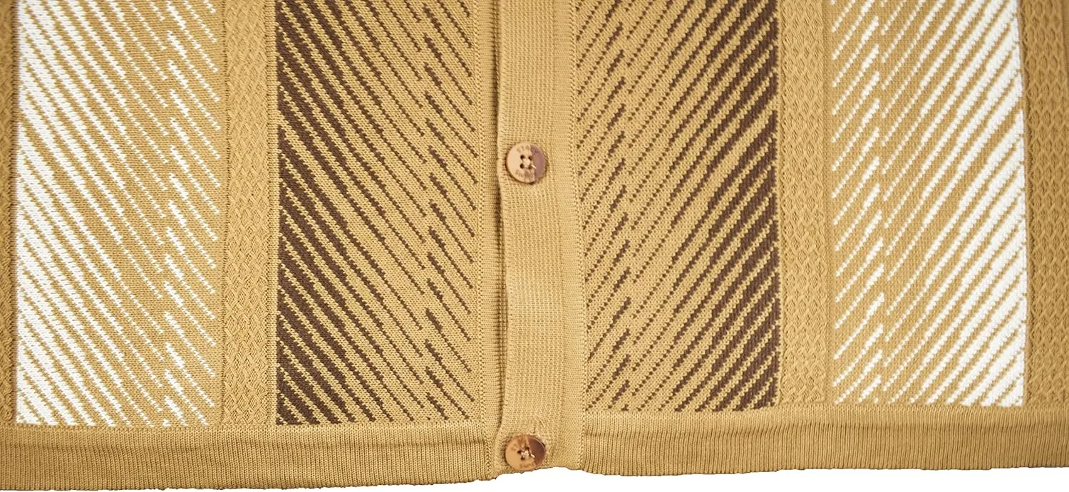 Mens Short Sleeve Knit Sports Shirt - Modern Polo Vintage Classics: Mlange Panel