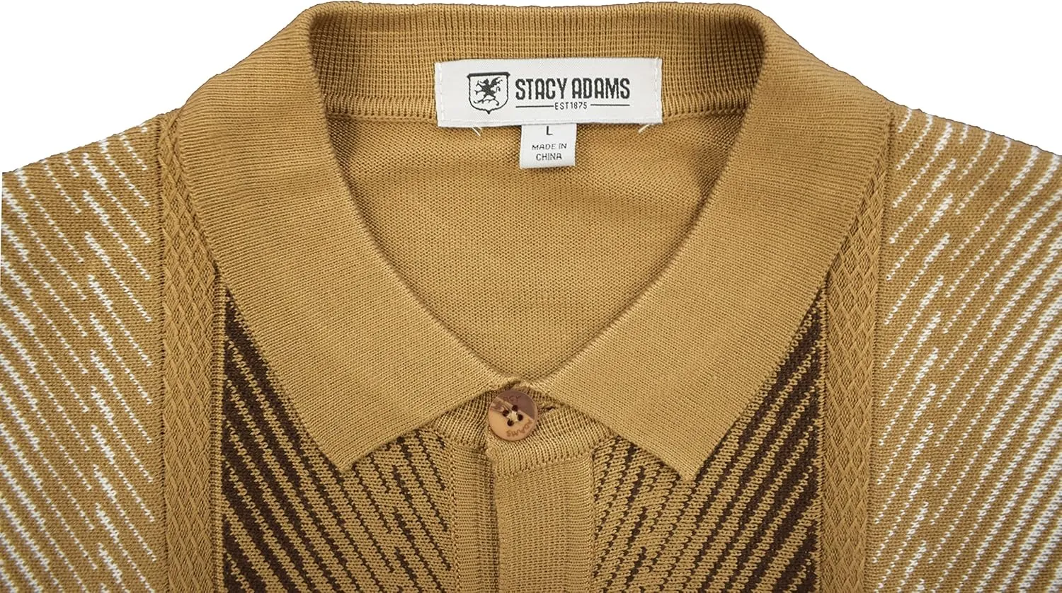 Mens Short Sleeve Knit Sports Shirt - Modern Polo Vintage Classics: Mlange Panel