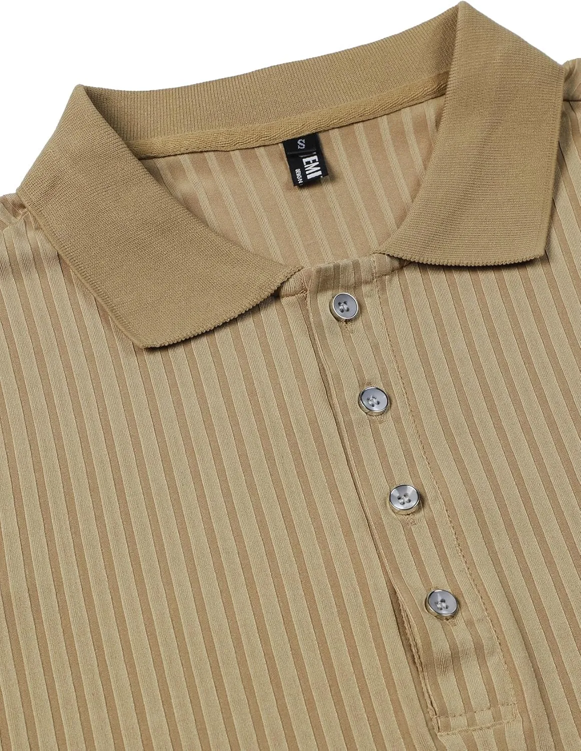 Men's Stretch Knit Slim Fit Polo Shirts Casual Short Sleeve Ribbed Collar Muscle Golf Shirt