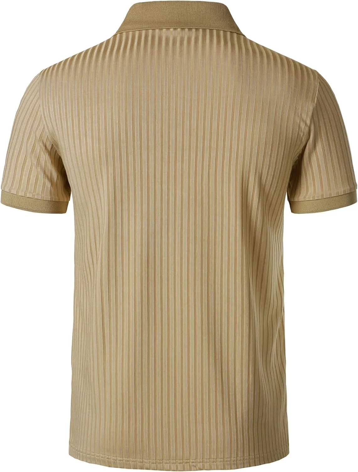 Men's Stretch Knit Slim Fit Polo Shirts Casual Short Sleeve Ribbed Collar Muscle Golf Shirt